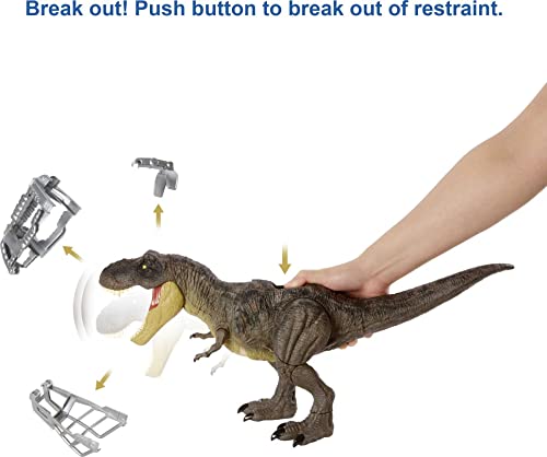 Jurassic World Toys Camp Cretaceous Dinosaur Toy, Stomp 'N Escape Tyrannosaurus Rex Action Figure with Stomping Motion