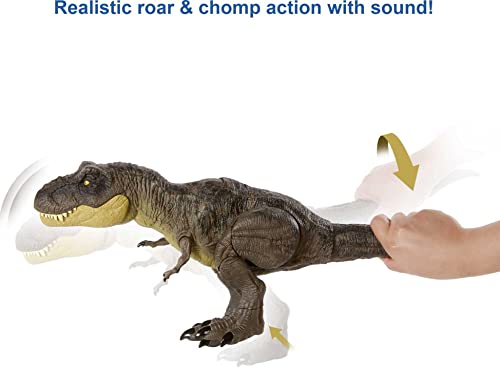 Jurassic World Toys Camp Cretaceous Dinosaur Toy, Stomp 'N Escape Tyrannosaurus Rex Action Figure with Stomping Motion