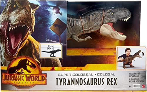 Jurassic World Dominion Super Colossal Tyrannosaurus Rex Action Figure, Extra Large Dinosaur Toy at 41.5 Inches with Movable Joints and Eating Feature [Amazon Exclusive]