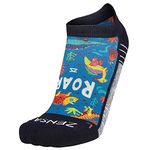 Dinosaur Teal Running Socks - Moisture-Wicking Comfort
