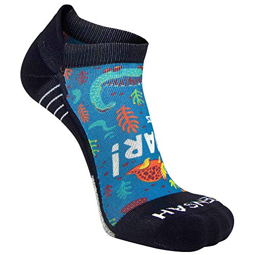 Dinosaur Teal Running Socks - Moisture-Wicking Comfort