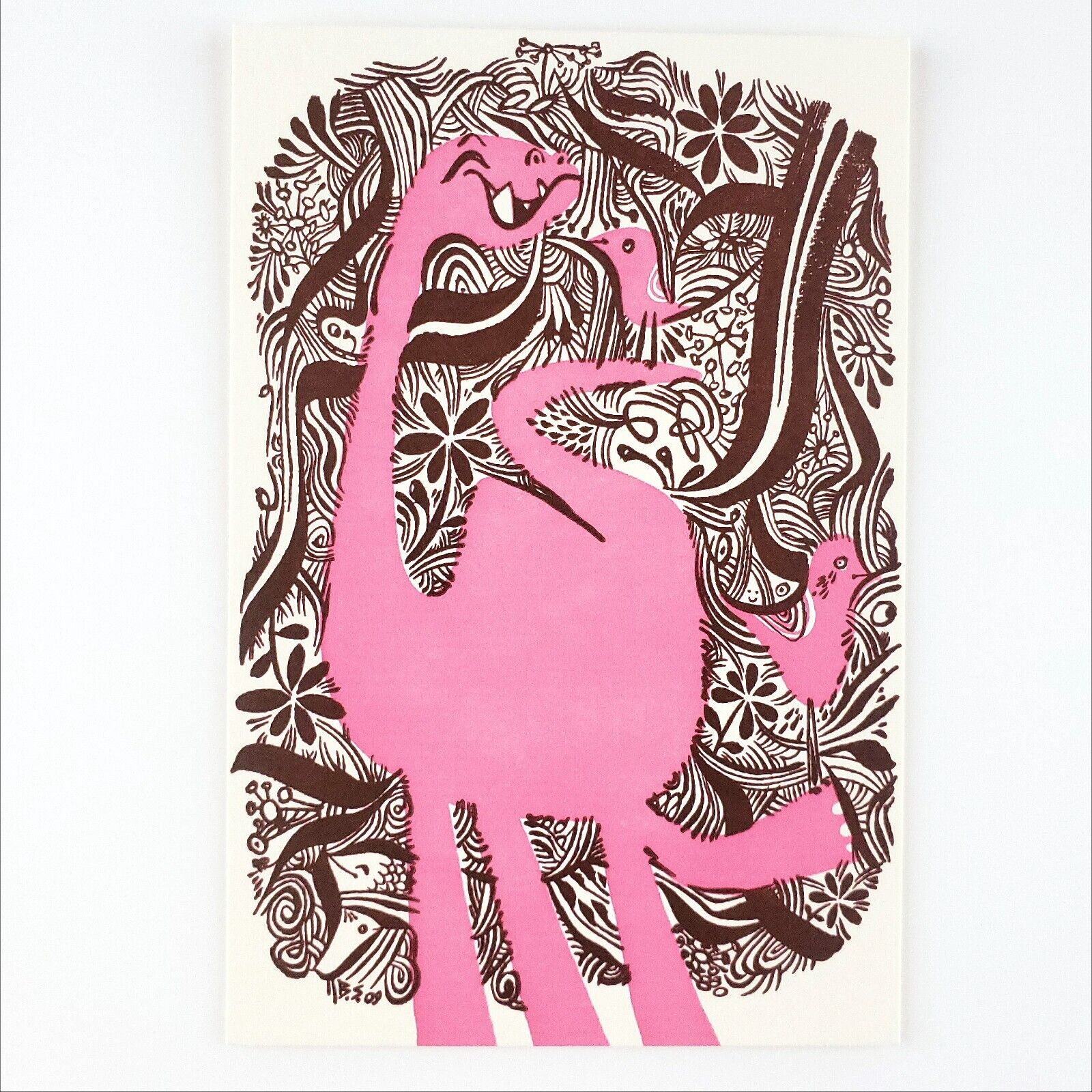 Limited Edition Dinosaur Bird Friendship Print 4x6