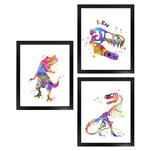 T-Rex Watercolor Art Prints Set Dignovel Studios