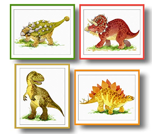 Dinosaur Watercolor Print Set for Kids