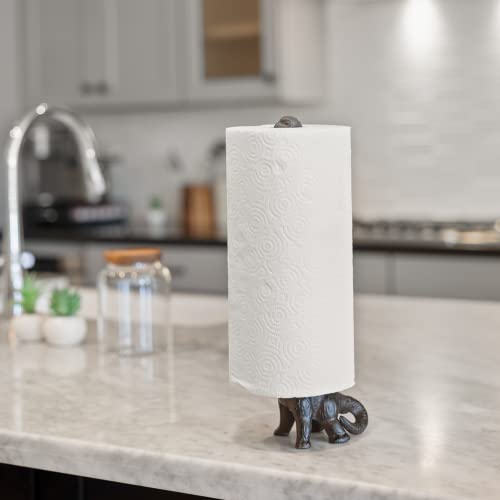 WallCharmers Rustic Paper Towel Holder, Metal Toilet or Kitchen Paper Holder for Floor or Countertop, Rustic Dino