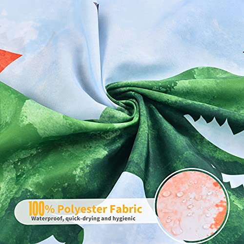 4-Piece Dinosaur Bathroom Set with Shower Curtain & Rug