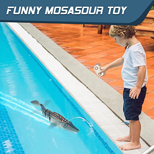 wakeInsa 2.4G Remote Control Dinosaur,RC Dino,Mosasaurus Toy,Kids Pool Toy,Dinosaur Toy for 3+ Year Old Boys,Water Toy,Christmas and Birthday Dinosaur Gift for Boys and Girls