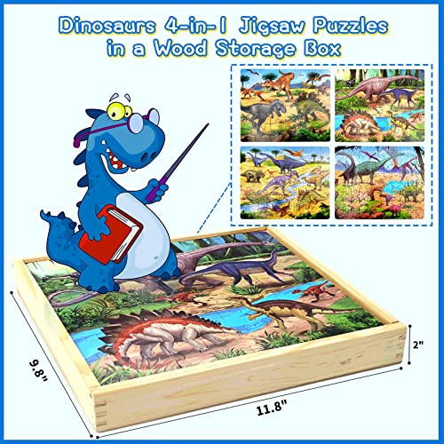 Dinosaur Wooden Puzzles for Ages 4-8