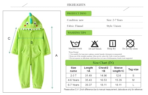 Green Dinosaur Onesie for Toddlers & Kids