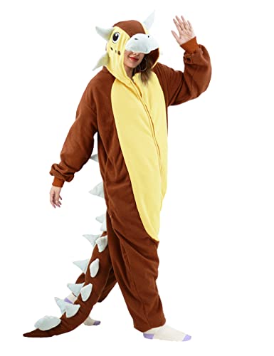 Animal Ankylosaurus Onesie Pajamas Adult Dinosaur Cosplay Costume One Piece Jumpsuit for Women and Men