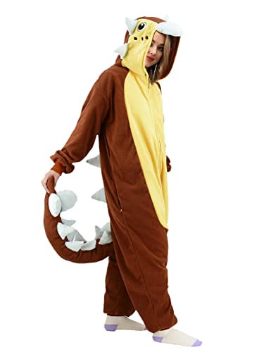 Animal Ankylosaurus Onesie Pajamas Adult Dinosaur Cosplay Costume One Piece Jumpsuit for Women and Men