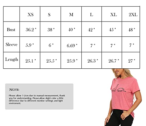 Ayaclon Women's Cute Dinosaur Shirt Summer Loose Casual T-Shirt Short Sleeve Graphic Printed Tops Green Medium