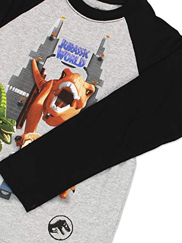 LEGO Jurassic World Dinosaur Boys Girls Long Sleeve T-Shirt Tee (7-8, Gray)