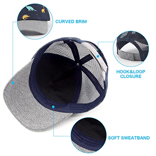 Hpegny Toddler Baseball hat Baby Cap Sun hat Printed Dinosaur Motif Kids Boys Girls Age 2t-4t 4-8
