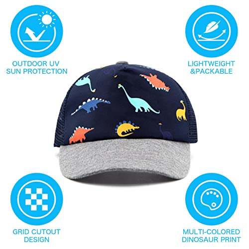 Hpegny Toddler Baseball hat Baby Cap Sun hat Printed Dinosaur Motif Kids Boys Girls Age 2t-4t 4-8
