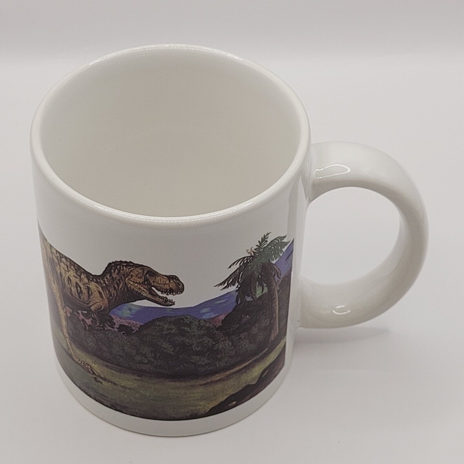 Tyrannosaurus Rex Dinosaur Pterodactyl Smoking Volcano Mug Vintage 1993 with Box