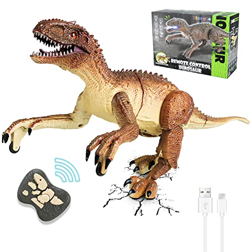 Dinosaur Toy for Boys,Remote Control Dinosaur Toys for Kids 2.4Ghz RC Realistic T-Rex Dinosaur Robot Walking and Roaring with LED Light for Kids Girls Toddler