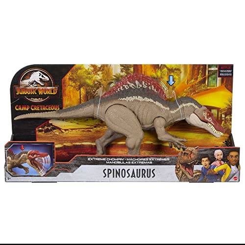 Jurassic World Extreme Chompin' Spinosaurus Dinosaur Action Figure, Huge Bite, Authentic Decoration, Movable Joints, Ages 4 Years Old & Up [Amazon Exclusive]