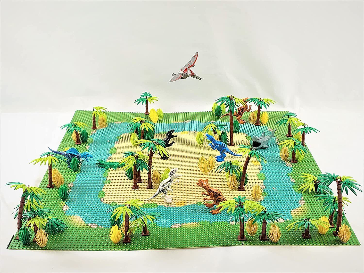 Jurassic Dinosaur Building Blocks with Island Base Plate
