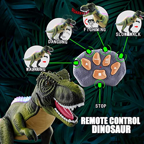RC Dinosaur Toys for Kids 3-5 5-7 8-12 Remote Control Trex Dinosaur Toys for Boys Girls Age 3 4 5 6 7+ Large Light Up Robot Dino with Roar Walking Dancing Moving Birthday Xmas Gift for Toddlers