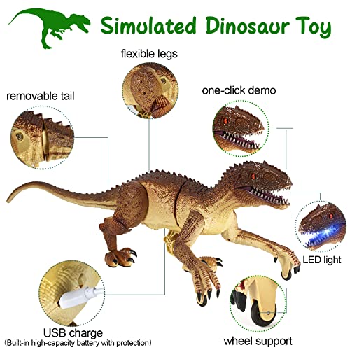 Dinosaur Toy for Boys，Remote Control Dinosaur Toys for Kids 2.4Ghz RC Realistic T-Rex Dinosaur Robot Walking and Roaring with LED Light for Kids Girls Toddler