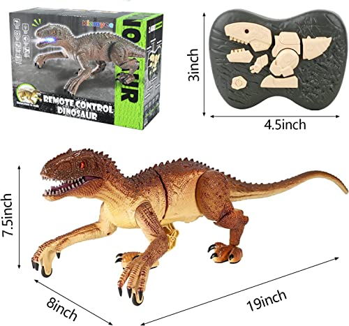 Dinosaur Toy for Boys，Remote Control Dinosaur Toys for Kids 2.4Ghz RC Realistic T-Rex Dinosaur Robot Walking and Roaring with LED Light for Kids Girls Toddler