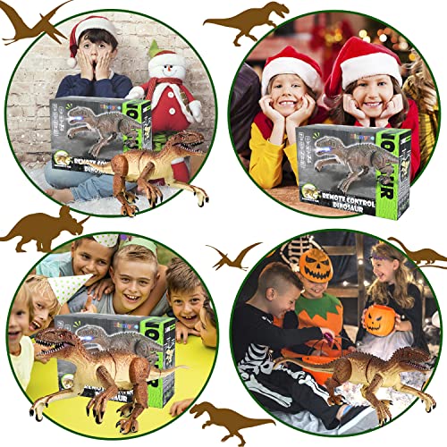 Dinosaur Toy for Boys，Remote Control Dinosaur Toys for Kids 2.4Ghz RC Realistic T-Rex Dinosaur Robot Walking and Roaring with LED Light for Kids Girls Toddler