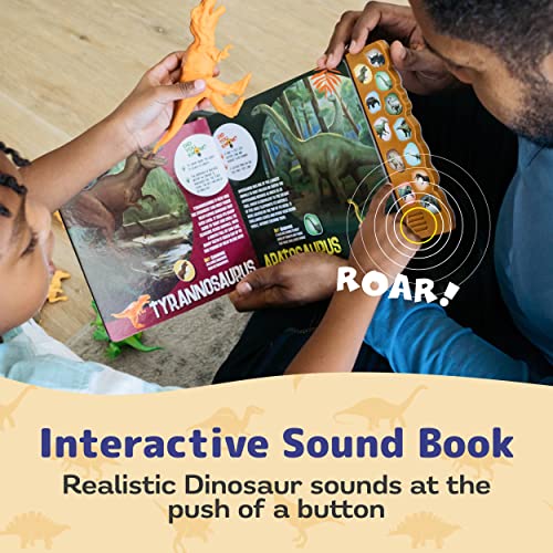 PREXTEX Dinosaur Toys for Kids 3+ (12 Plastic Dinosaur Figures & Interactive Dinosaur Book with Sound) - Toddler Dinosaur Toy, Dinosaur Gift Set for Toddlers Learning & Development (Boys & Girls)