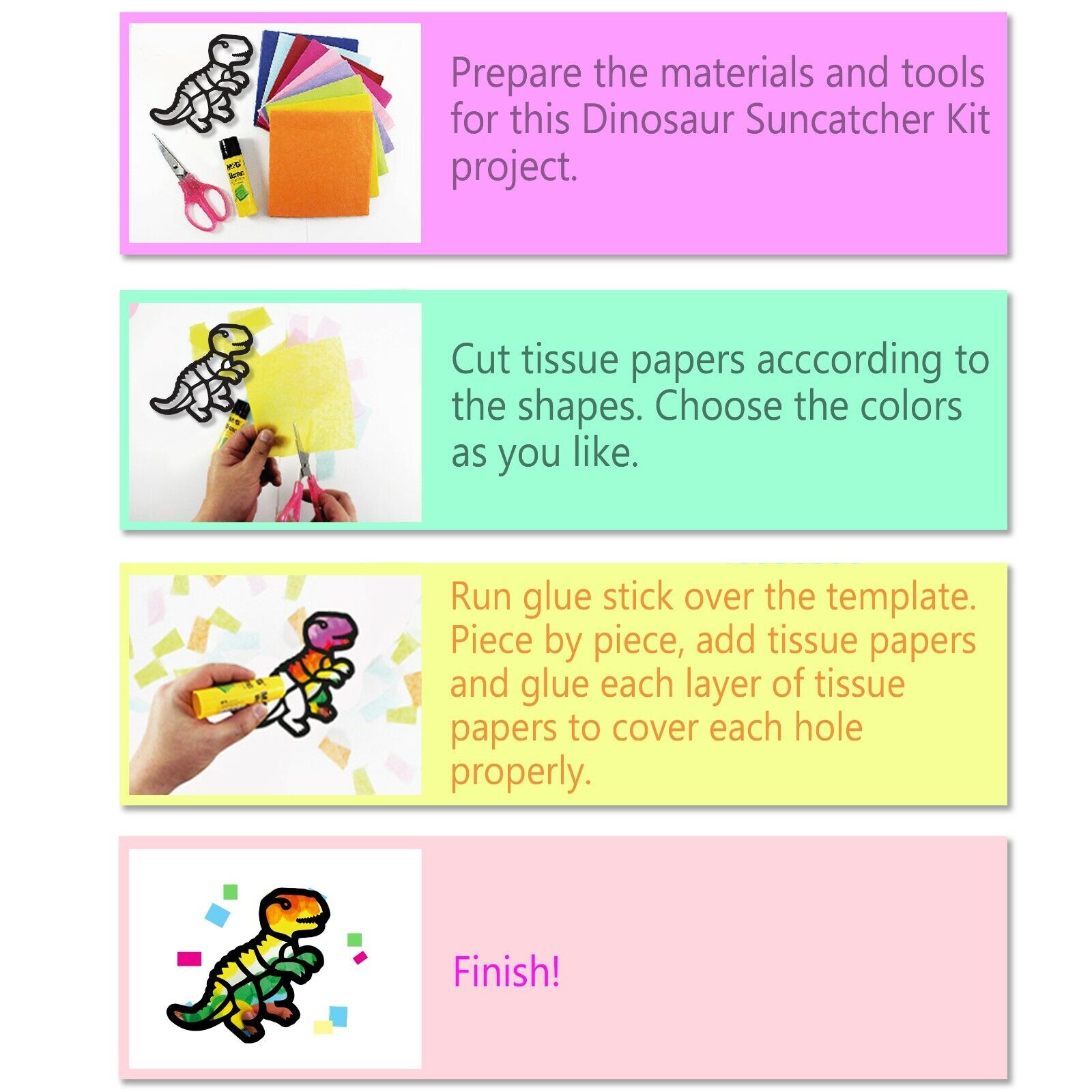 VHALE Window Art Stained Glass Paper Suncatcher Kit for Kid Classroom Art Craft