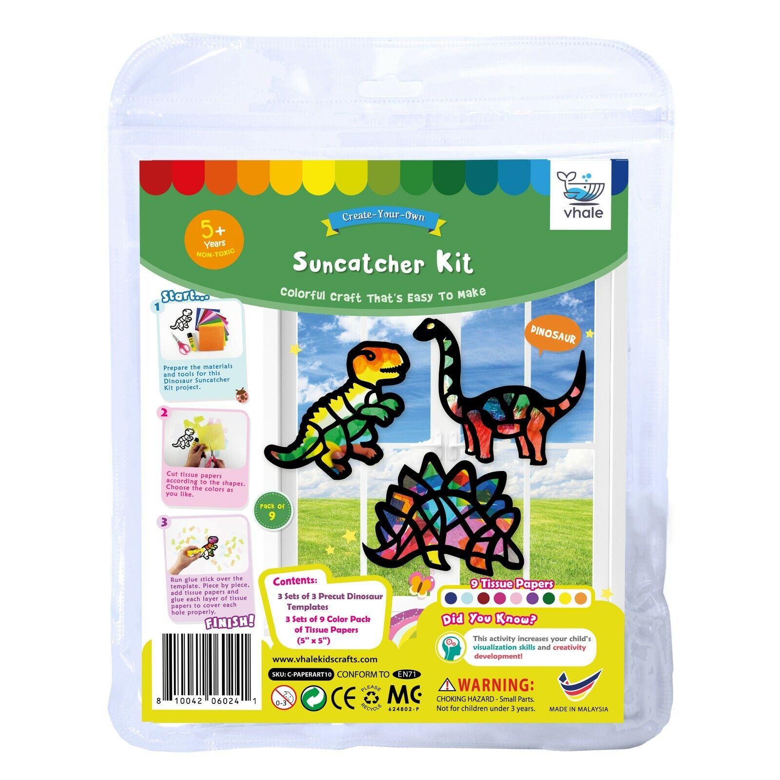 VHALE Window Art Stained Glass Paper Suncatcher Kit for Kid Classroom Art Craft