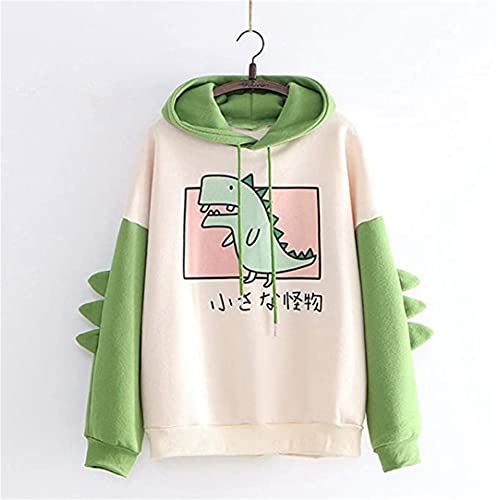 Fronage Womens Cute Hoodies Teen Girls Dinosaur Sweatshirts Kawaii Pullover Tops (X-Large, X Green)