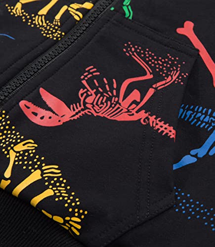 TLAENSON Boys Dinosaur Hoodies Zip Up Sweatshirts Kids Zipper Hooded Sweater Toddler Dino Clothes Black Size 120 / 4T-5T