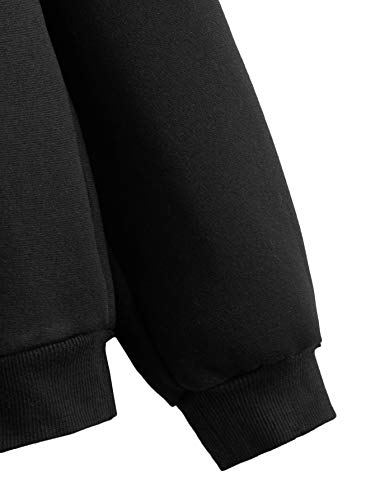 SweatyRocks Women's Casual Long Sleeve Graphic Drawstring Hooded Sweatshirt Tops with Pocket Black Dinosaur S