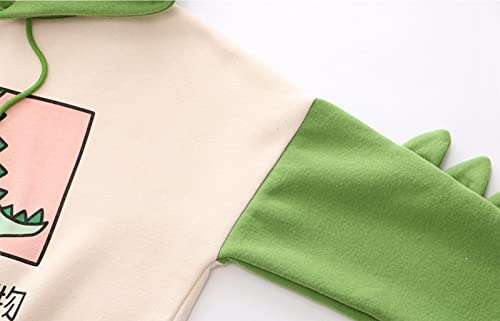 Dinosaur Hoodie Kawaii Pullover Cute Hooded Sweatshirt For Teengirls Womens Green Small
