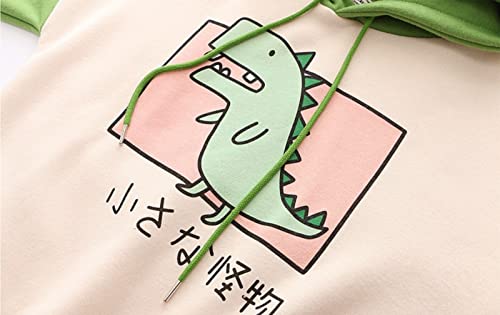 Dinosaur Hoodie Kawaii Pullover Cute Hooded Sweatshirt For Teengirls Womens Green Small