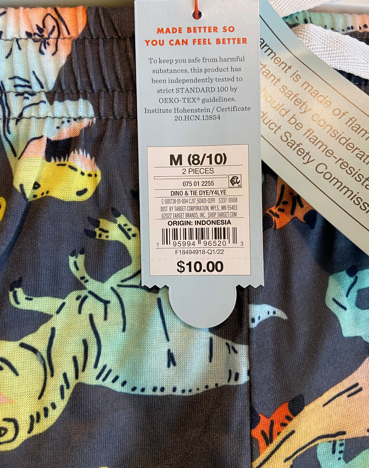 NEW Cat & Jack 2-Pair PJ Sleep Shorts Dinosaur Tie Dye Elastic Waist Medium 8/10