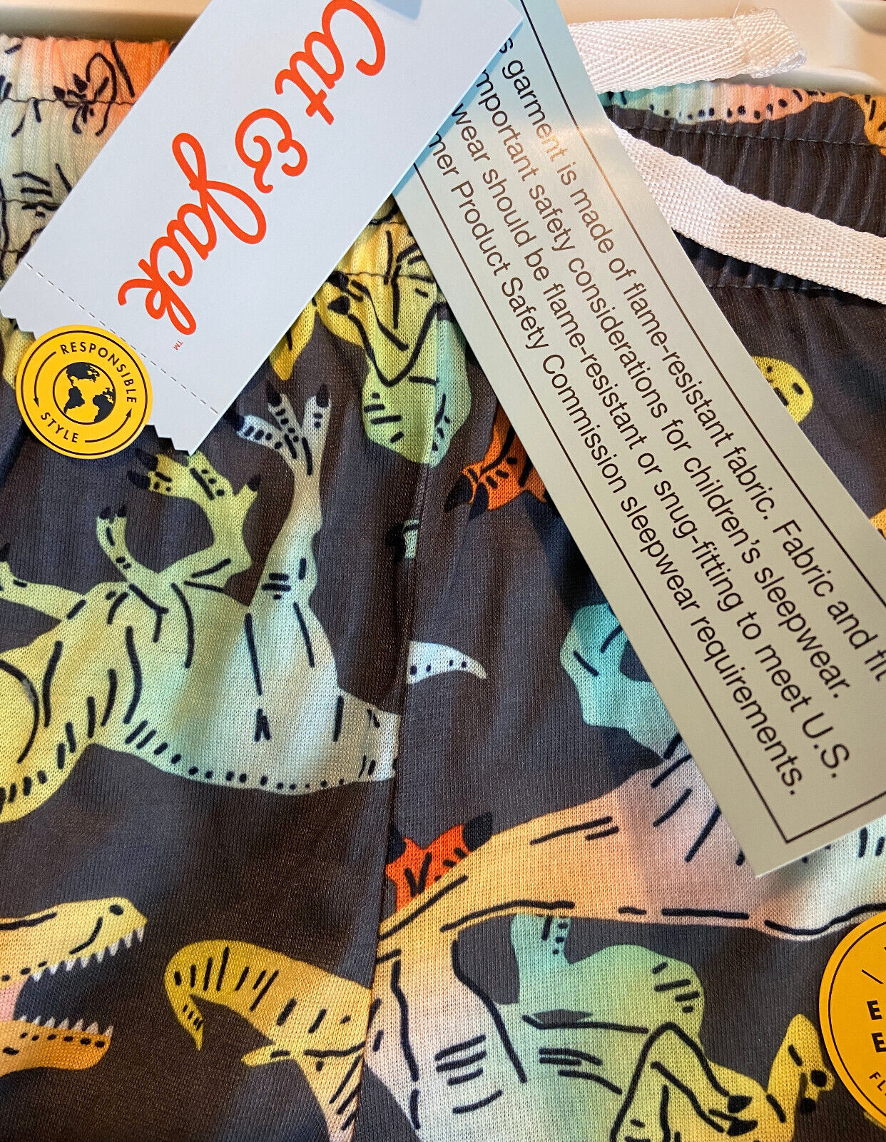NEW Cat & Jack 2-Pair PJ Sleep Shorts Dinosaur Tie Dye Elastic Waist Medium 8/10