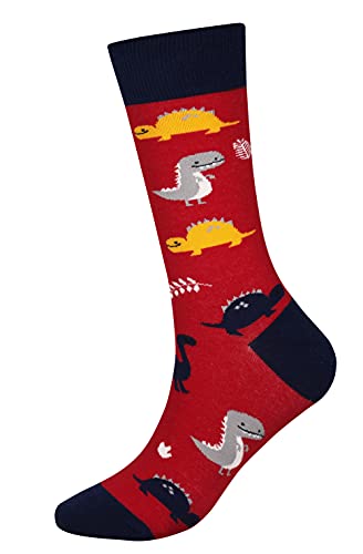 Wish Island Men's 4/5 Packs Fun Crazy Animal Socks Dinosaur Gifts Novelty Casual Dress Socks (Dinosaur - 4 pairs)