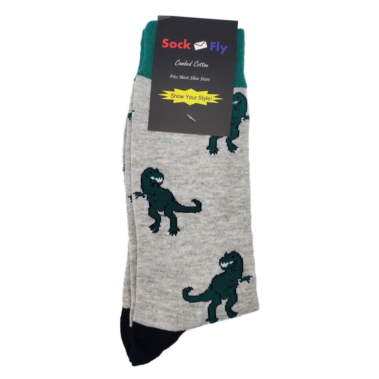 Men's T-Rex Novelty Dress Socks Gray