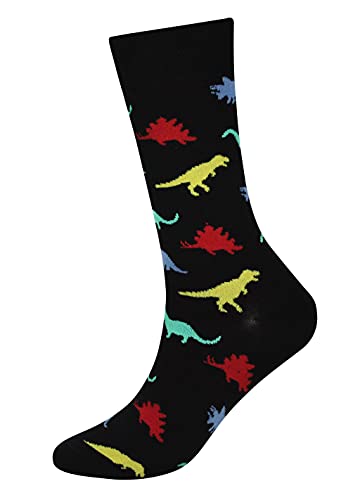 Wish Island Men's 4/5 Packs Fun Crazy Animal Socks Dinosaur Gifts Novelty Casual Dress Socks (Dinosaur - 4 pairs)
