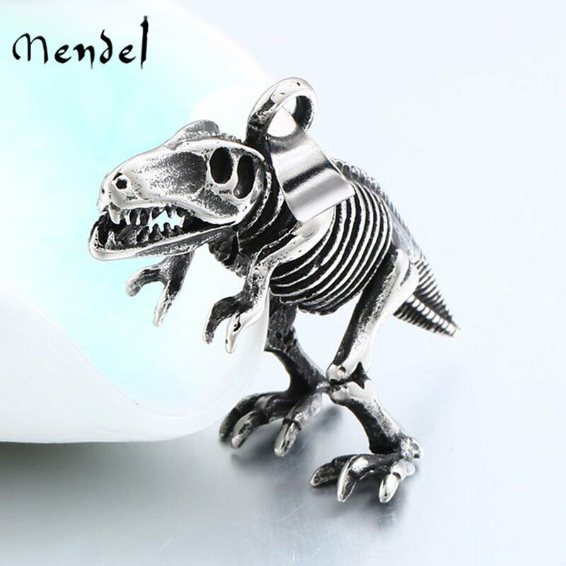 Stainless Steel Dinosaur Bone Pendant Necklace