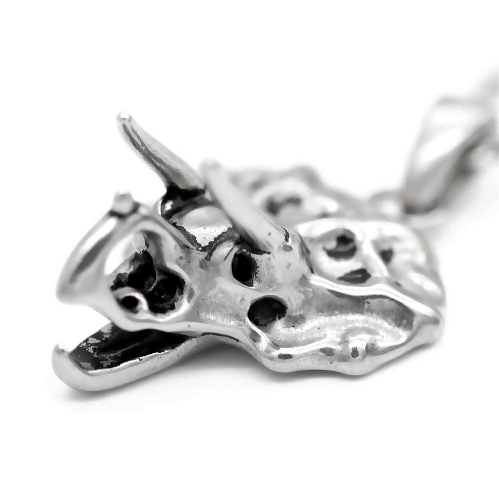 Dinosaur Necklace Triceratops Skull Pendant Stainless Steel Jewelry By Controse
