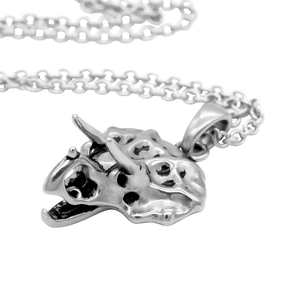 Dinosaur Necklace Triceratops Skull Pendant Stainless Steel Jewelry By Controse