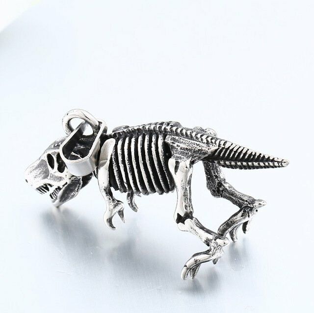 Stainless Steel Dinosaur Bone Pendant Necklace