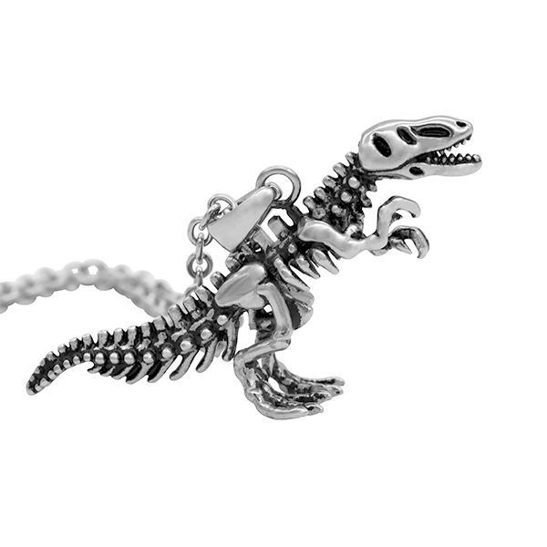 Dinosaur Necklace T-Rex Skeleton Pendant Stainless Steel Jewelry By Controse