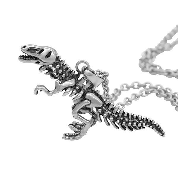 Dinosaur Necklace T-Rex Skeleton Pendant Stainless Steel Jewelry By Controse