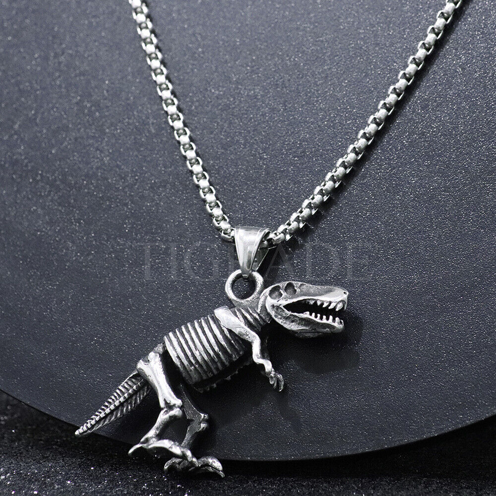 Skull Dinosaur Biker Necklace Jewelry