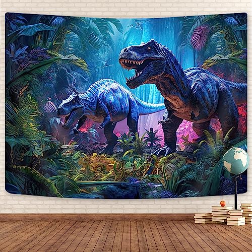 GOAOK Dinosaur Tapestry for Boys Room Decor, Jurassic Wild Anicient Animals Wall Tapestry, Nature Forest Fairytales Dinosaur Tapestry Wall Hanging 60X40 Inches for Bedroom Living Room Dorm Room
