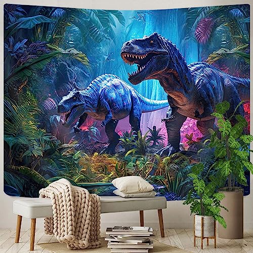 GOAOK Dinosaur Tapestry for Boys Room Decor, Jurassic Wild Anicient Animals Wall Tapestry, Nature Forest Fairytales Dinosaur Tapestry Wall Hanging 60X40 Inches for Bedroom Living Room Dorm Room