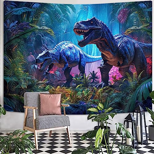 GOAOK Dinosaur Tapestry for Boys Room Decor, Jurassic Wild Anicient Animals Wall Tapestry, Nature Forest Fairytales Dinosaur Tapestry Wall Hanging 60X40 Inches for Bedroom Living Room Dorm Room